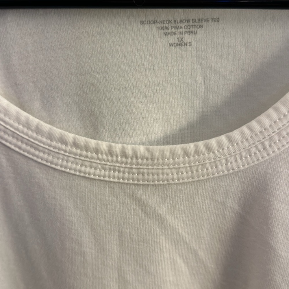 J Jill Perfect Pima Elbow Sleeve Scoop-Neck Tee 1X White - Picture 4 of 5